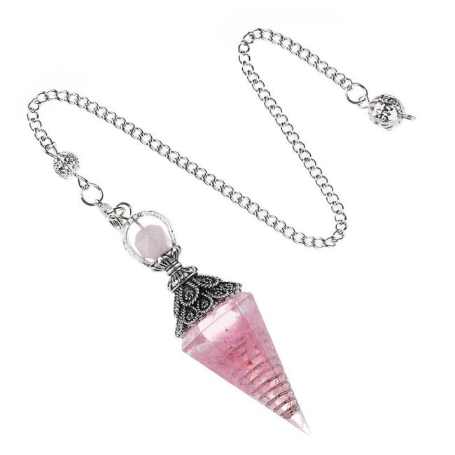 Orgonit-Rosenquarz-Pendel mit 6 Seiten