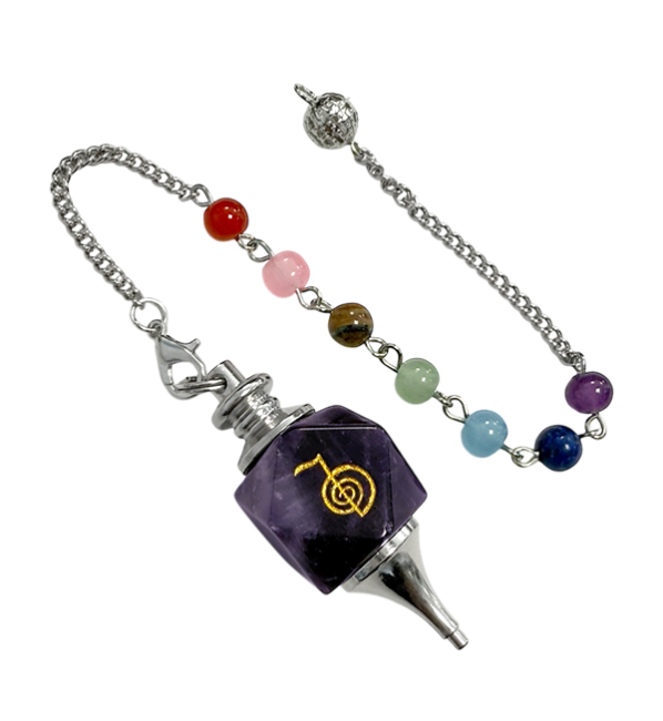 Amethyst Sechseckiges Pendel Reiki ChoKu Rei 7 Chakren