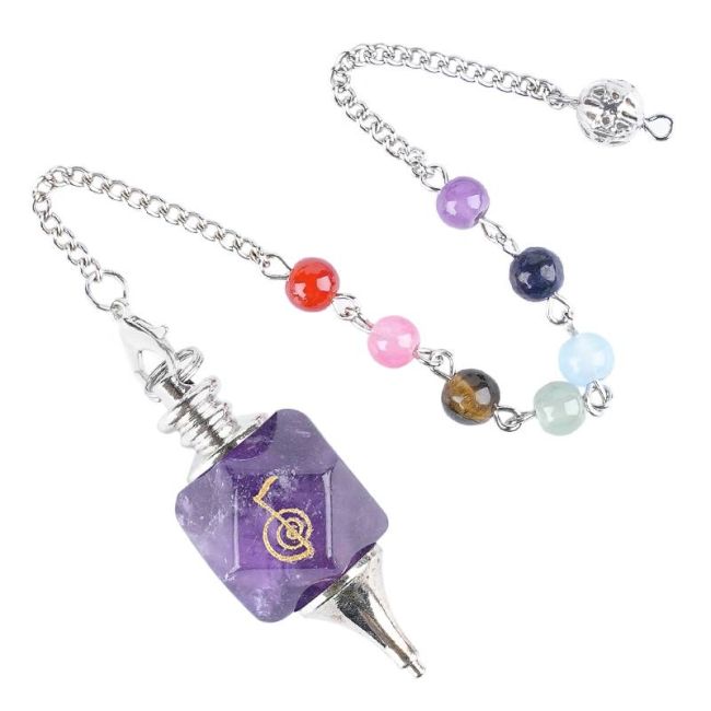 Amethyst Sechseckiges Pendel Reiki ChoKu Rei 7 Chakren