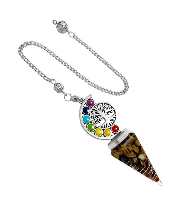 Weihrauch bei Orgonit-Pendel Tigerauge Lebensbaum 7 Chakren 6 Seiten