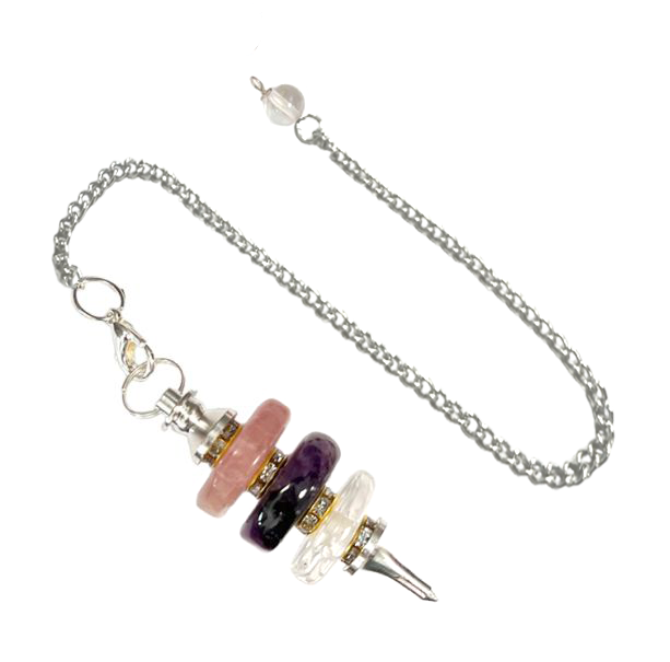 Scheibenpendel Bergkristall aus Brasilien Amethyst Rosenquarz