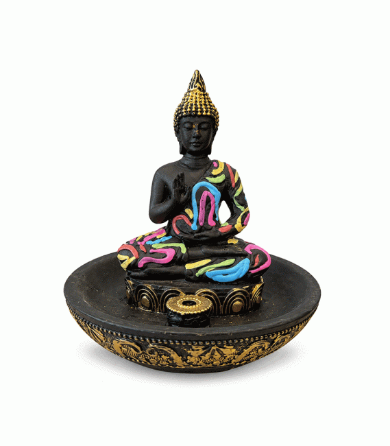Weihrauch bei Räucherstäbchenhalter Buddha Abhaya Mehrfarbig aus Harz 10 cm