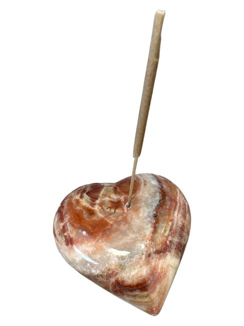 Weihrauch bei Räucherstäbchenhalter Herz aus Onyxstein 7x2.5cm