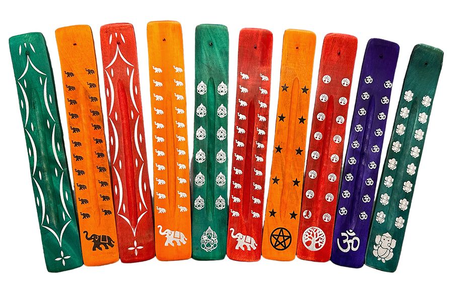 Räucherstäbchenhalter aus Ski-Holz, Farben und Muster mischen x10