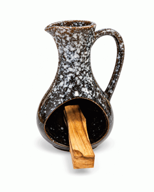 Weihrauch bei Räucherstäbchenhalter aus Keramik, schwarz meliert, 12 cm