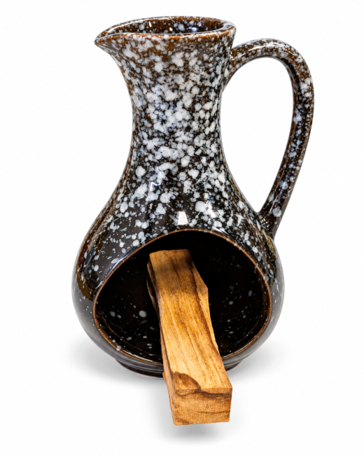 Weihrauch bei Räucherstäbchenhalter aus Keramik, schwarz meliert, 12 cm