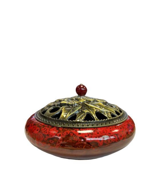 Räucherstäbchenhalter aus roter Keramik, 14 cm