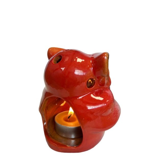 Roter Eulen-Kerzenhalter 10 cm