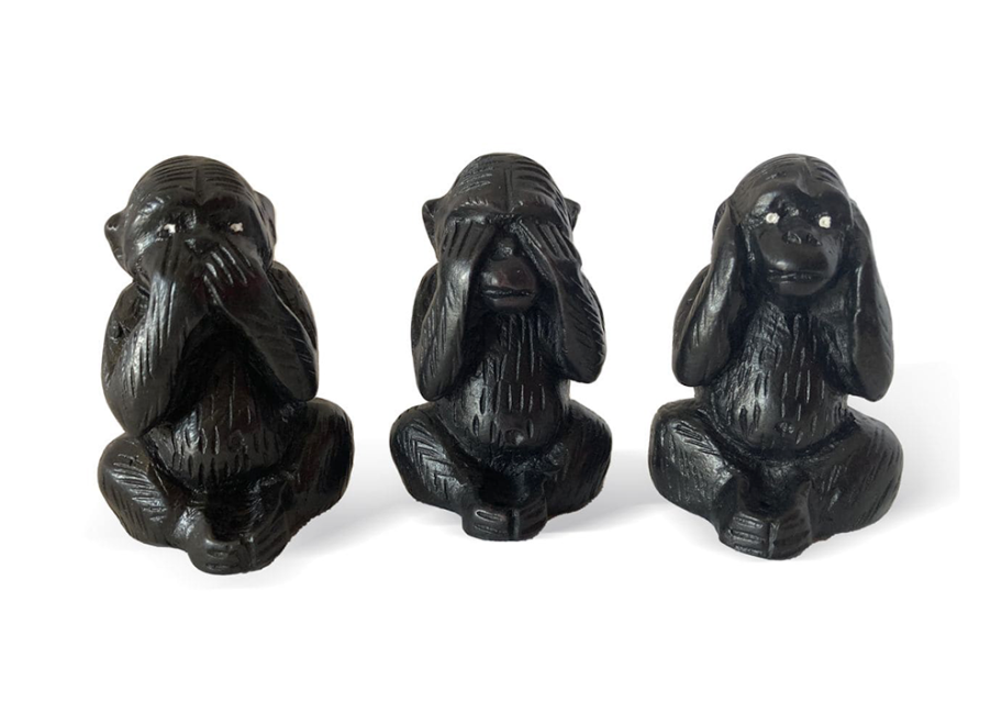 Weihrauch bei 3er-Set Weise Affen Figuren aus schwarzem Harz 7cm