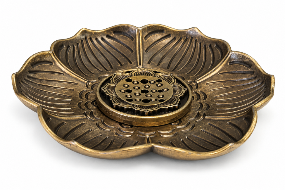 Weihrauch bei Lotus-Räucherstäbchenhalter aus Metall 8.5 cm