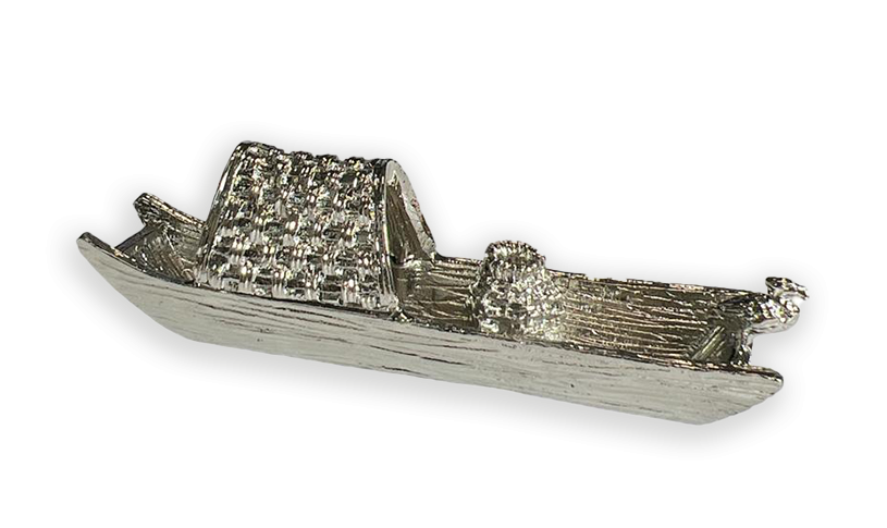 Metall-Räucherstäbchenhalter Boot Silber 9,5 cm