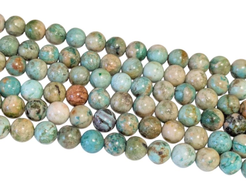 Weihrauch bei Chrysokollperlen, 8 mm, an einem 40 cm langen Faden