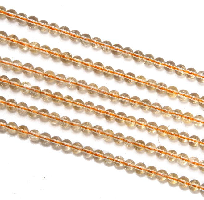 Natürlicher Citrin mit 4 mm Perlen auf 40 cm Draht