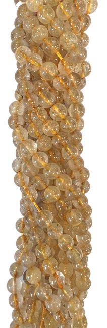Rutil Bergkristall A+ Perlen 6mm auf 40cm Draht