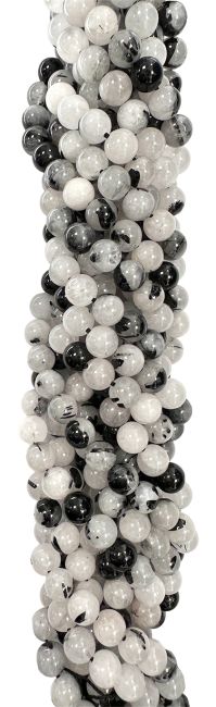 Bergkristall Turmalin A Perlen 6mm auf 40cm Faden