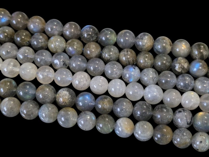 Weihrauch bei Labradoritperlen A 8-9mm auf 40cm Gewinde|de