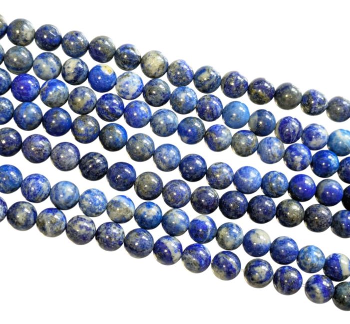Weihrauch bei Lapislazuli-A-Perlen, 8,5 mm, auf 40 cm Faden