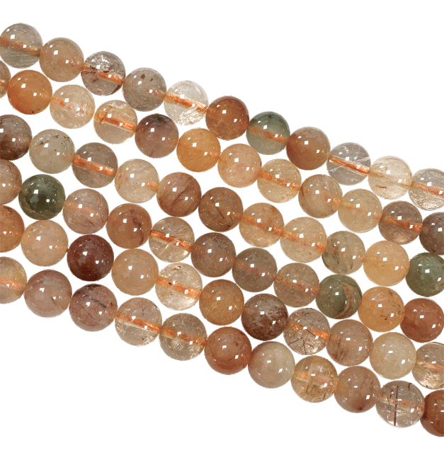 Mehrfarbige Rutil-Bergkristallperlen, 8 mm, auf 40 cm Draht