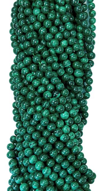 Dunkle Malachit-AA-Perlen, 6 mm, auf 40 cm Faden