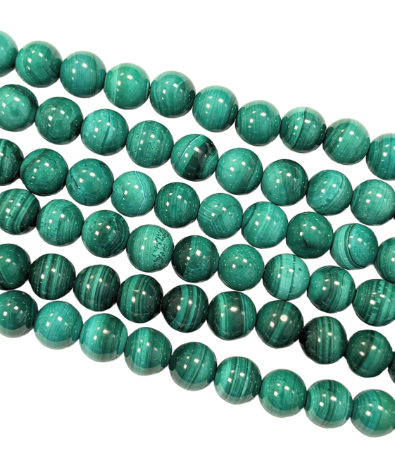 Klare Malachit-AA-Perlen, 7,5–8,5 mm, auf 40 cm Draht
