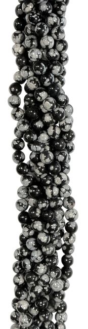 Schneeflocke Obsidian Perlen 8mm auf 40cm Faden