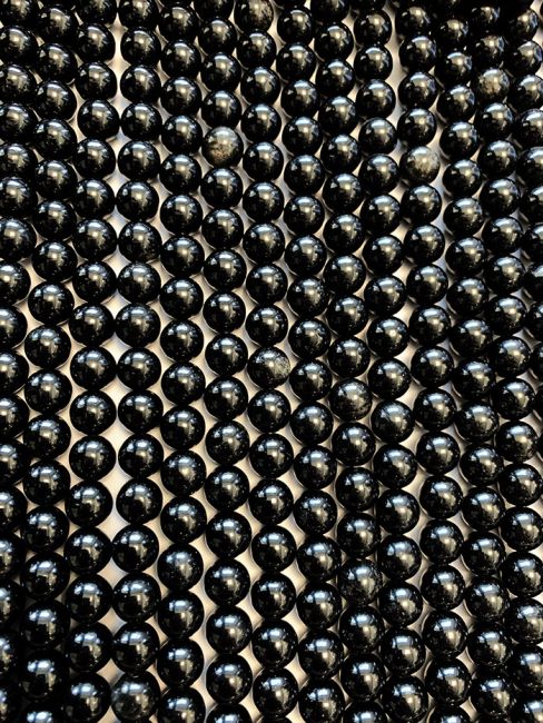 Schwarzes Obsidianperlen A 4mm auf 40cm Faden