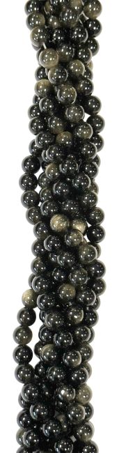 Schwarze goldene Obsidian perlen A 6mm auf 40cm Faden