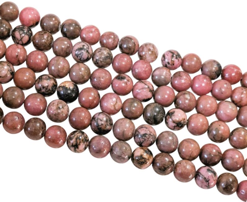 Rhodonite Perlen 8mm auf 40cm Faden