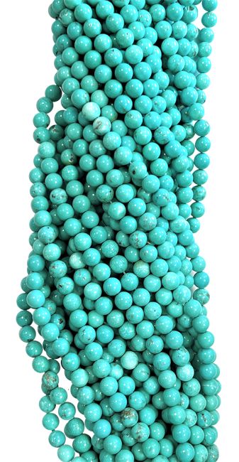 Turquénite Howlite natürliche getönte A-Perlen 10 mm auf 40 cm Draht