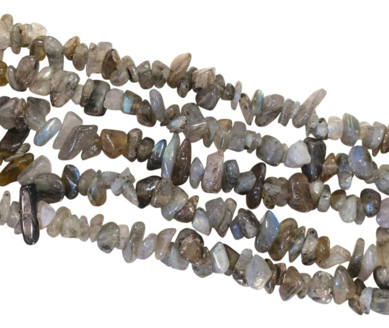 Labradorit-A-Splitter, 5–8 mm, an 80 cm Draht