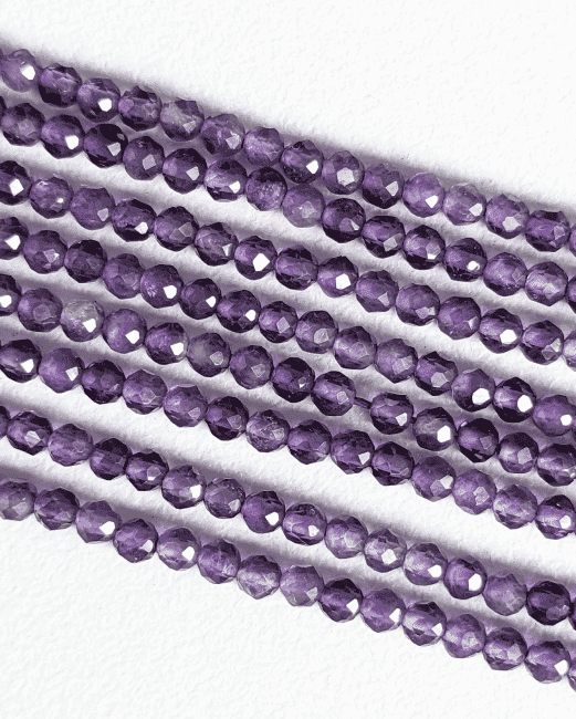 Weihrauch bei Facettierte Amethyst AA 3mm Perlen auf 40cm Draht
