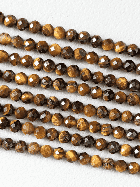 Weihrauch bei Facettierte Tigerauge A+ Perlen 3–4 mm auf 40 cm Draht