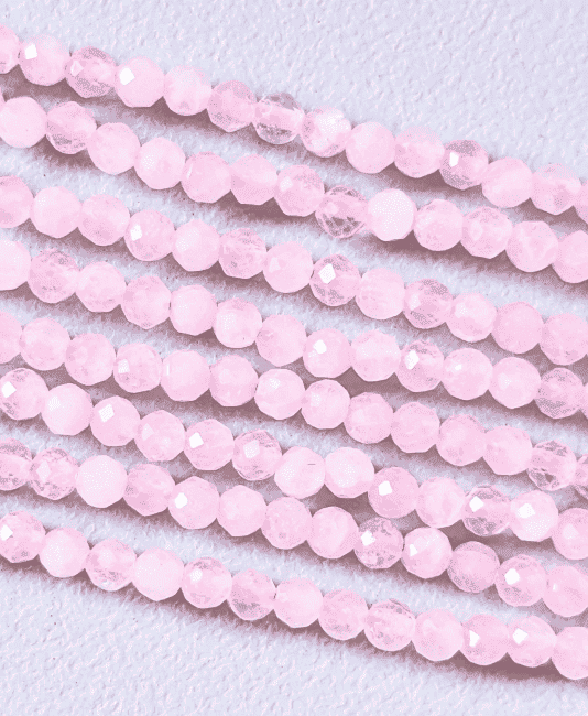 Weihrauch bei Facettierte Rosenquarz A 3mm Perlen auf 40cm Draht
