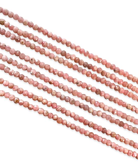 Argentinische Rhodochrosit Facettierte AA 3mm Perlen auf 40cm Draht