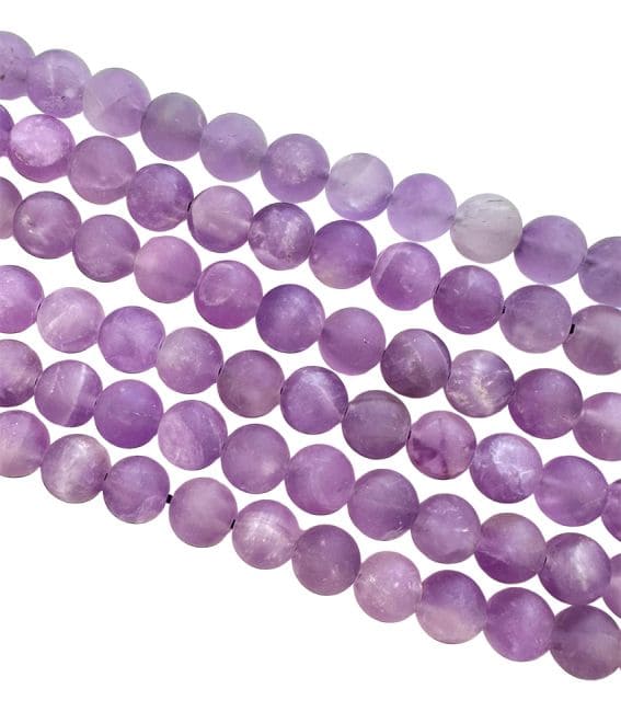 Amethyst A matte Perlen 6 mm auf einem 40 cm langen Faden