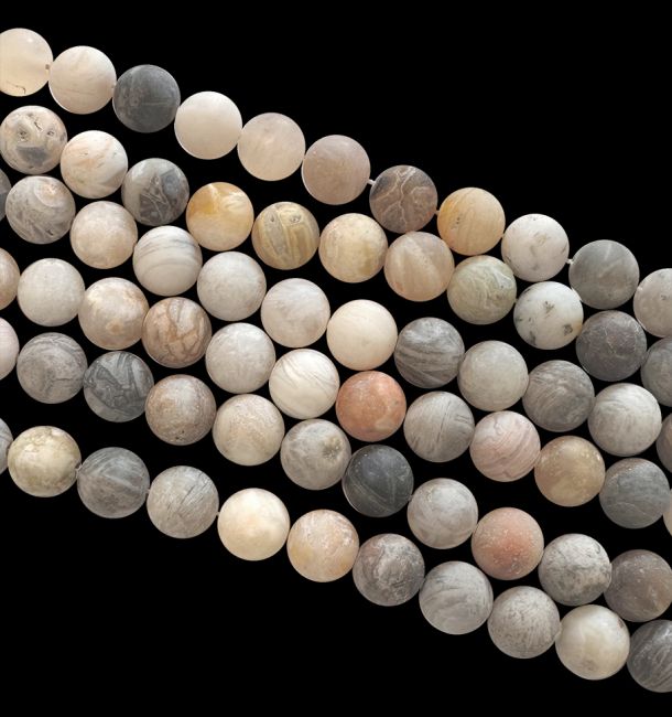 Matte Achat-Plume-Perlen, 6 mm, auf einem 40 cm langen Faden