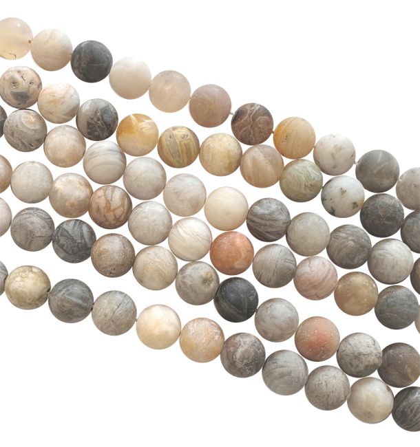 Matte Achat-Plume-Perlen, 8 mm, auf einem 40 cm langen Faden