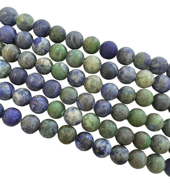 Matte Azurit-Malachit-Perlen, 6 mm, auf einem 40 cm langen Faden