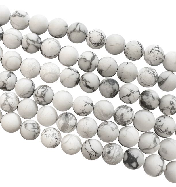Howlite A matte Perlen 6 mm auf einem 40 cm langen Faden