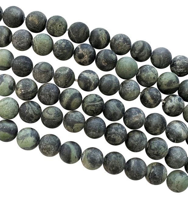 Matte Jaspis-Kambaba-Perlen, 6 mm, auf einem 40 cm langen Faden