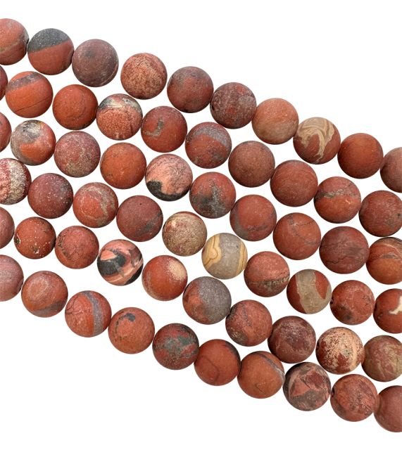 Matte Perlen aus rotem Jaspis, 6 mm, auf einem 40 cm langen Faden