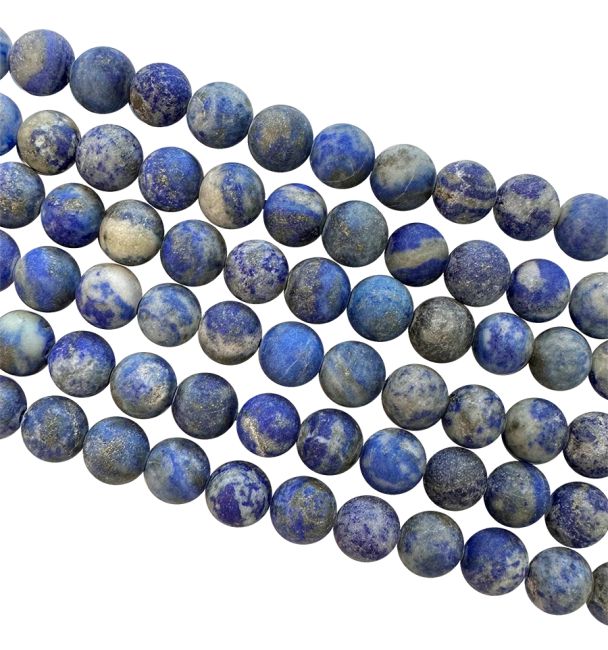 Matte Lapislazuli-Perlen, 6 mm, auf einem 40 cm langen Faden