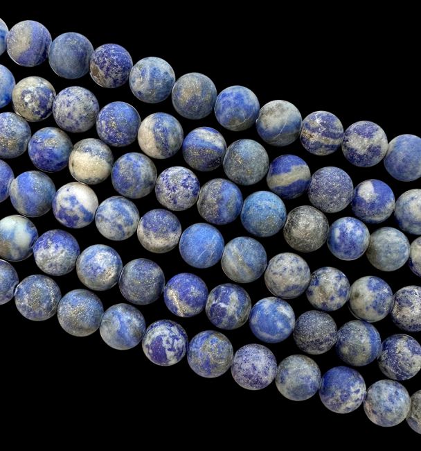 Matte Lapislazuli-Perlen, 6 mm, auf einem 40 cm langen Faden