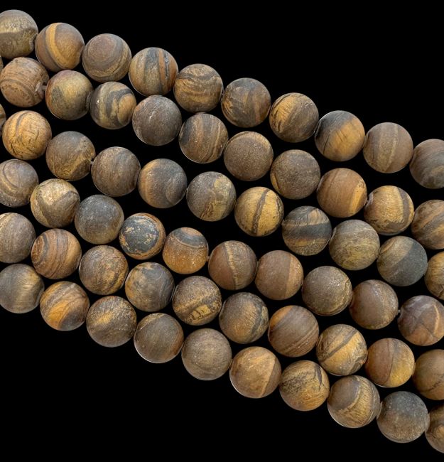 Tigerauge A 6 mm matte Perlen auf einem 40 cm langen Faden