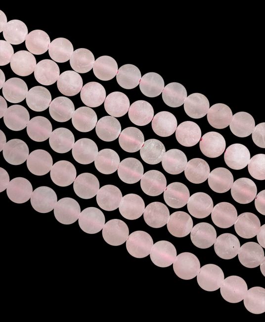 Rosenquarz Eine matte Perle 6 mm auf einem 40 cm langen Faden
