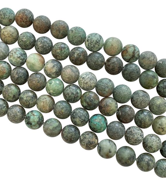 Natürlicher Türkis aus Afrika, matte Perlen, 6 mm, auf einem 40 cm langen Faden