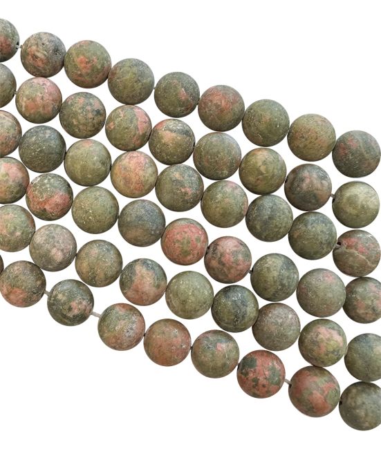 Unakite matte Perlen 6 mm auf einem 40 cm langen Faden