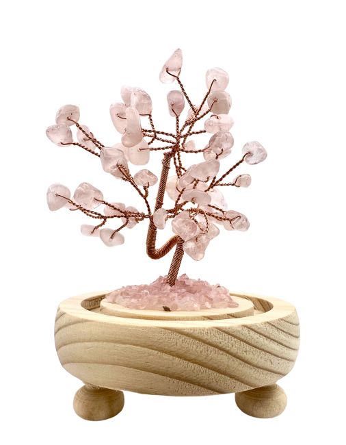 Baum des Lebens Rosenquarz unter Kuppel mit Box