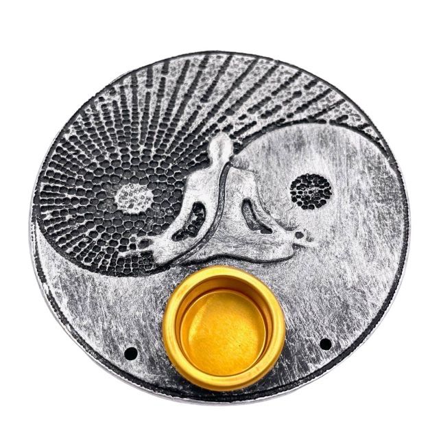 6 x graue Ying-Yang-Räucherstäbchenhalter, 9 cm