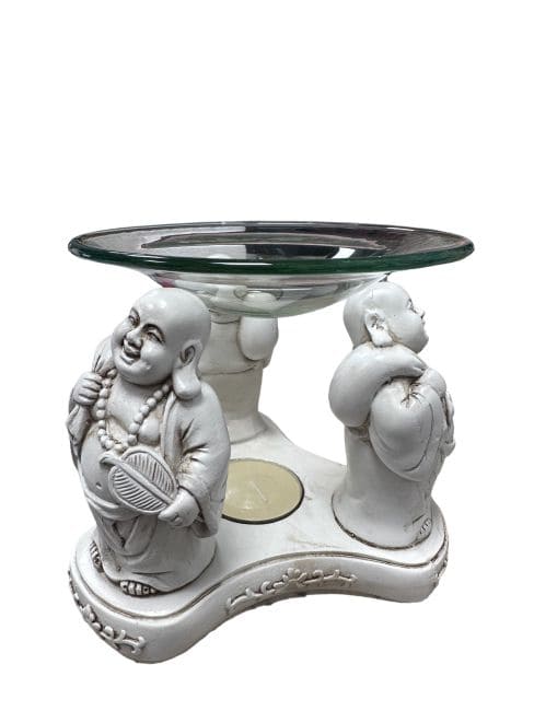 Weißer Brenner 3 glücklicher Buddha 12cm